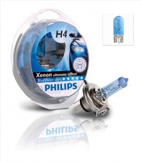 Žiarovka H4 PHILIPS BlueVision ultra 12V 60/55W + W5W - Set 2ks